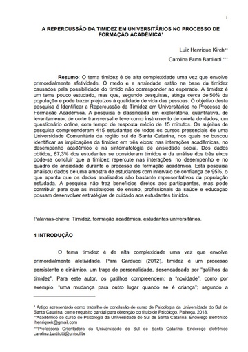 A repercussão da timidez em universitários no processo de formação acadêmica