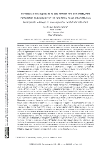Participação e dialogicidade na casa familiar rural de Cametá, Pará