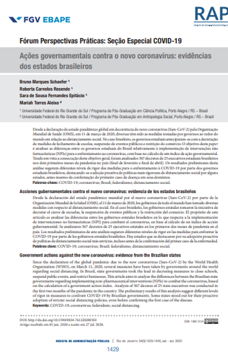 Ações governamentais contra o novo coronavírus: evidências dos estados brasileiros