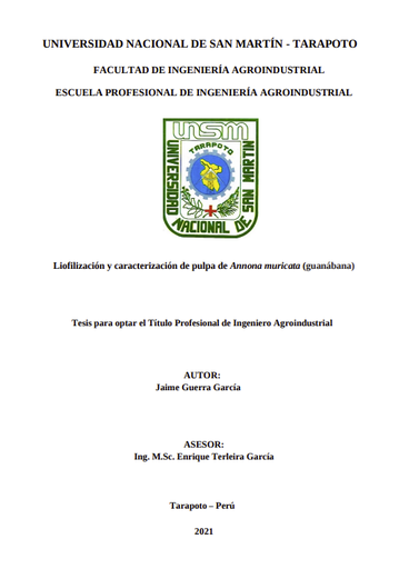 Liofilización y caracterización de pulpa de Annona muricata (guanábana)