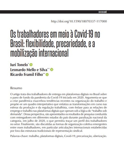 Os trabalhadores em meio à Covid-19 no Brasil: flexibilidade, precariedade, e a mobilização internacional