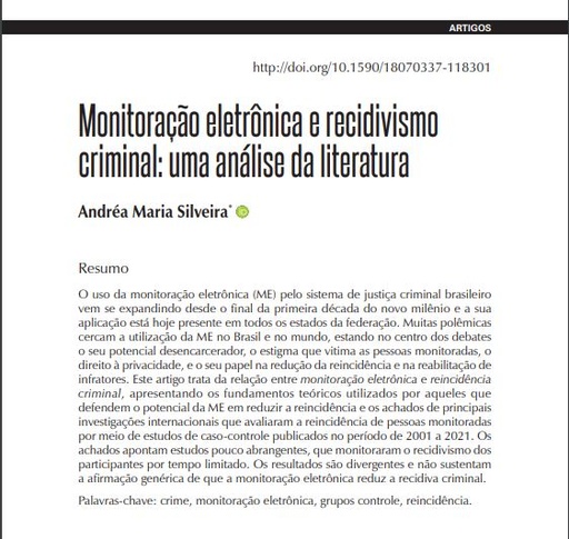 Monitoração eletrônica e recidivismo criminal: uma análise da literatura