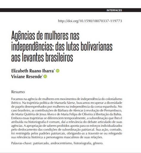 Agências de mulheres nas independências: das lutas bolivarianas aos levantes brasileiros