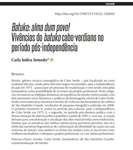 Batuko: alma dum povo! Vivências do batuko cabo-verdiano no período pós-independência