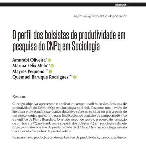 O perfil dos bolsistas de produtividade em pesquisa do CNPq em Sociologia