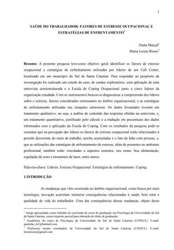 Saúde do trabalhador: fatores de estresse ocupacional e estratégias de enfrentamento