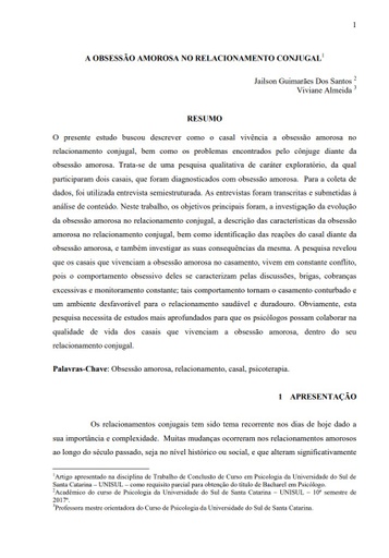 A obsessão amorosa no relacionamento conjugal