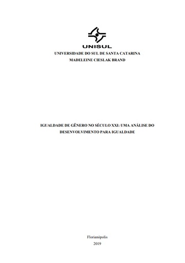 Igualdade de gênero no século XXI: uma análise do desenvolvimento para igualdade