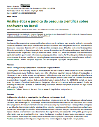 Ethical and legal analysis of scientific research on corpses in Brazil