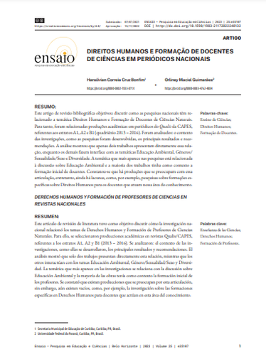 DIREITOS HUMANOS E FORMAÇÃO DE DOCENTES DE CIÊNCIAS EM PERIÓDICOS NACIONAIS