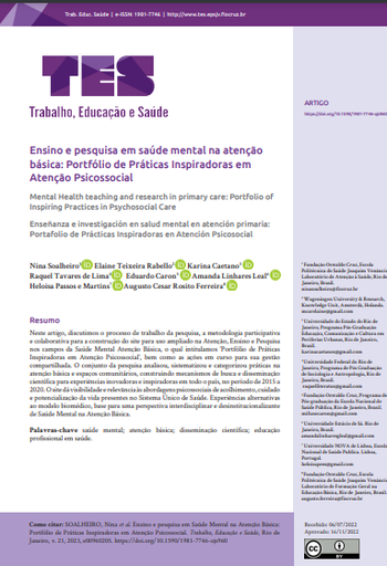 Ensino e pesquisa em saúde mental na atenção básica: Portfólio de Práticas Inspiradoras em Atenção Psicossocial