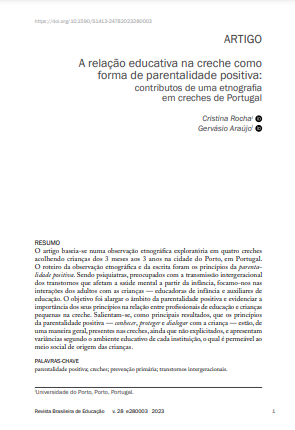 A relação educativa na creche como forma de parentalidade positiva: contributos de uma etnografia em creches de Portugal