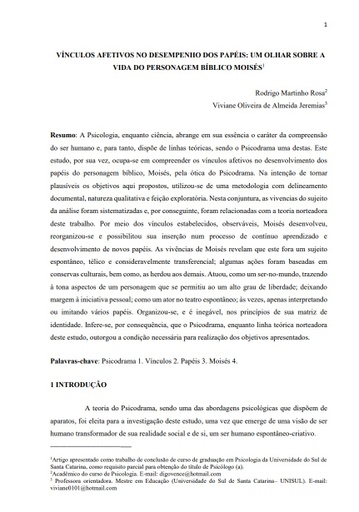 Vínculos afetivos no desempenho dos papéis: um olhar sobre a vida do personagem bíblico Moisés