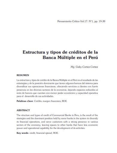 Estructura y tipos de créditos de la Banca Múltiple en el Perú
