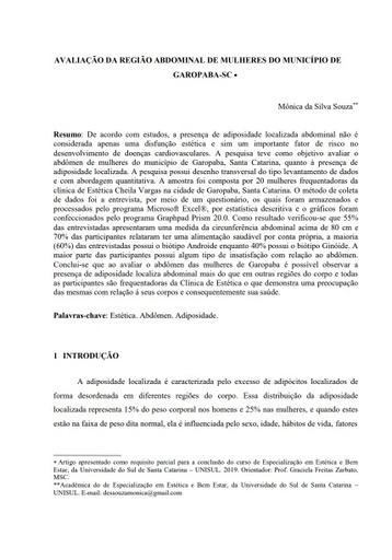 Avaliação da região abdominal de mulheres do município de Garopaba- SC