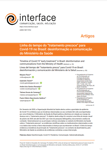 Linha do tempo do “tratamento precoce” para Covid-19 no Brasil: desinformação e comunicação do Ministério da Saúde