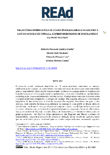 TRAJETÓRIAS EMERGENTES DE STARTUPS BRASILEIRAS-CANADENSES À LUZ DO MODELO DE UPPSALA, EMPREENDEDORISMO DE IMIGRANTES E DA EFFECTUATION