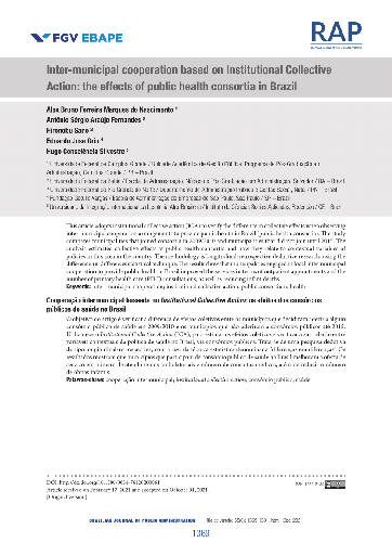 Inter-municipal cooperation based on Institutional Collective Action: the effects of public health consortia in Brazil