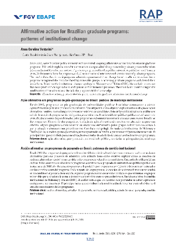 Affirmative action for Brazilian graduate programs: patterns of institutional change