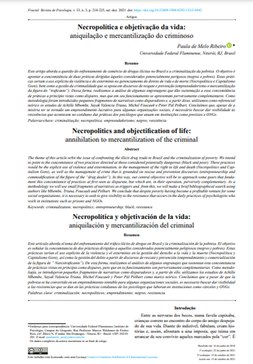 Necropolítica e objetivação da vida: aniquilação e mercantilização do criminoso