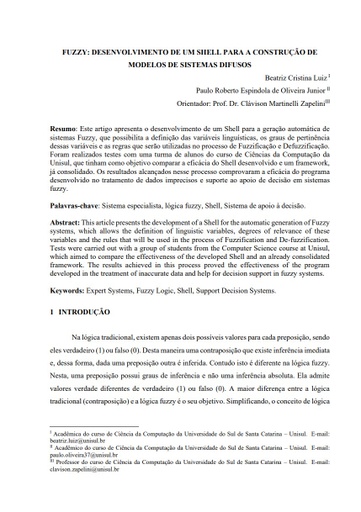 Fuzzy: desenvolvimento de um shell para a construção de modelos de sistemas difusos