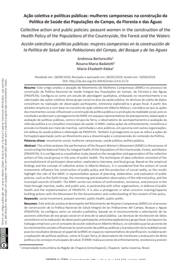 Ação coletiva e políticas públicas: mulheres camponesas na construção da Política de Saúde das Populações do Campo, da Floresta e das Águas
