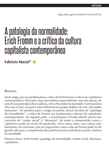 A patologia da normalidade: Erich Fromm e a crítica da cultura capitalista contemporânea