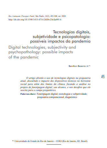 Tecnologias digitais, subjetividade e psicopatologia: possíveis impactos da pandemia