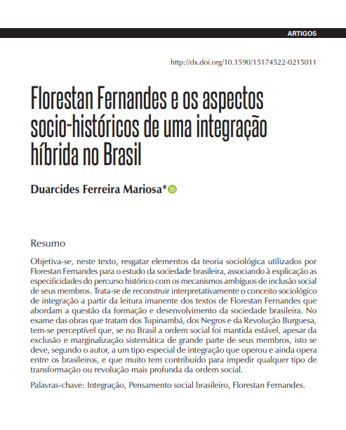 Florestan Fernandes e os aspectos socio-históricos de uma integração ...