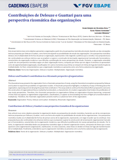 Contribuições de Deleuze e Guattari para uma perspectiva rizomática das organizações