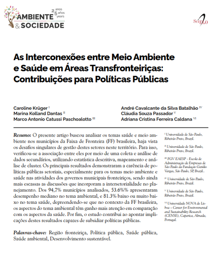 As Interconexões entre Meio Ambiente e Saúde em Áreas Transfronteiriças: Contribuições para Políticas Públicas