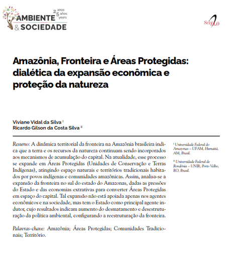 Amazônia, Fronteira e Áreas Protegidas: dialética da expansão econômica e proteção da natureza