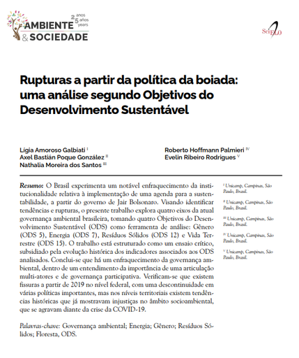 Rupturas a partir da política da boiada: uma análise segundo Objetivos do Desenvolvimento Sustentável