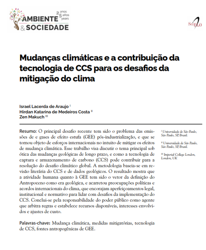 Mudanças climáticas e a contribuição da tecnologia de CCS para os desafios da mitigação do clima