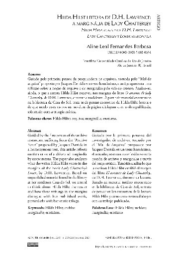 Hilda Hilst leitora de D.H. Lawrence: a marginália de Lady Chatterley