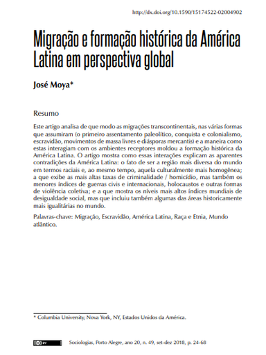 Migration and the historical formation of Latin America in a global perspective