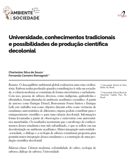 Universidade, conhecimentos tradicionais e possibilidades de produção científica decolonial