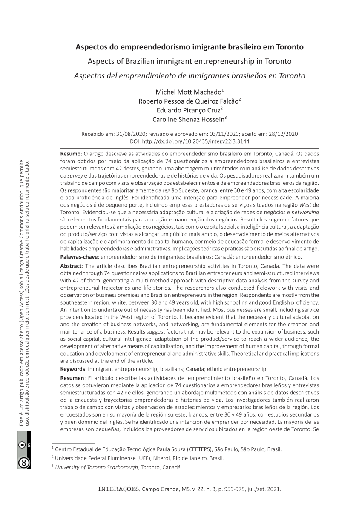 Aspectos do empreendedorismo imigrante brasileiro em Toronto
