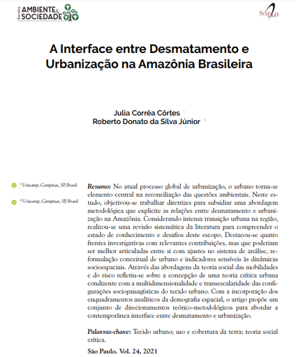 A Interface entre Desmatamento e Urbanização na Amazônia Brasileira