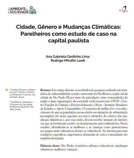 Cidade, Gênero e Mudanças Climáticas: Parelheiros como estudo de caso na capital paulista