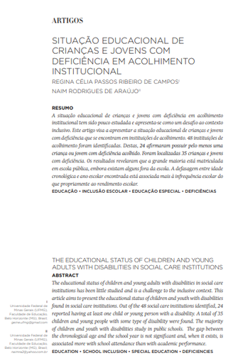 Situação educacional de crianças e jovens com deficiência em acolhimento institucional