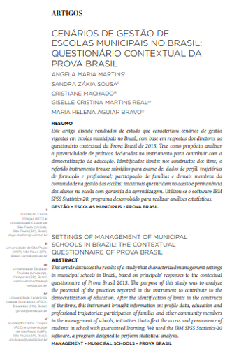 Cenários de gestão de escolas municipais no Brasil: questionário contextual da prova Brasil