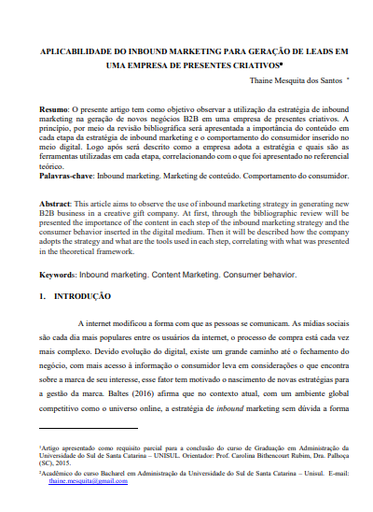 Aplicabilidade do inbound marketing para geração de leads em uma empresa de presentes criativos