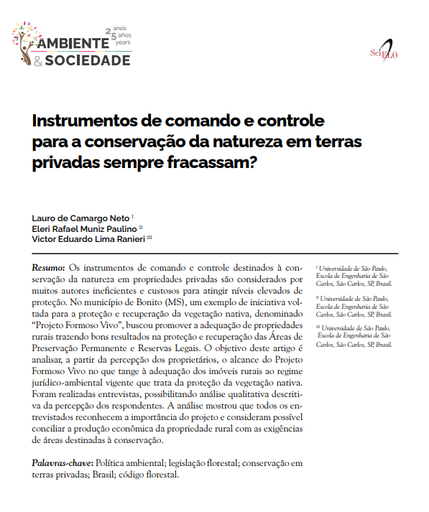 Instrumentos de comando e controle para a conservação da natureza em terras privadas sempre fracassam?