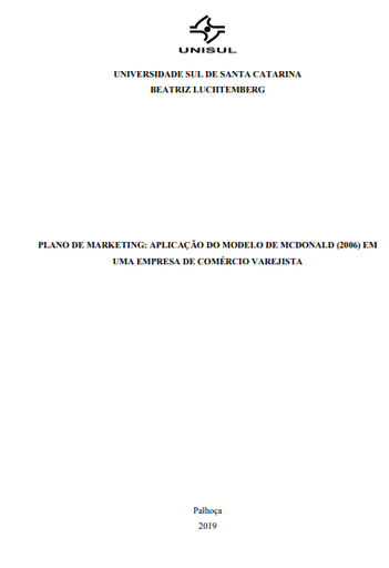 Plano de marketing: aplicação do modelo de McDonald (2006) em uma empresa de comércio varejista