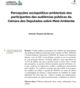 Percepções sociopolítico-ambientais dos participantes das audiências públicas da Câmara dos Deputados sobre Meio Ambiente