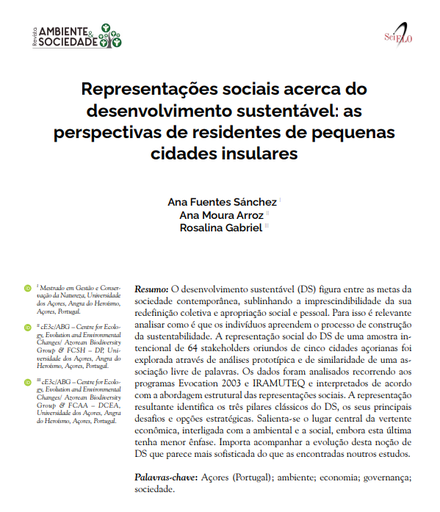 Representações sociais acerca do desenvolvimento sustentável: as perspectivas de residentes de pequenas cidades insulares