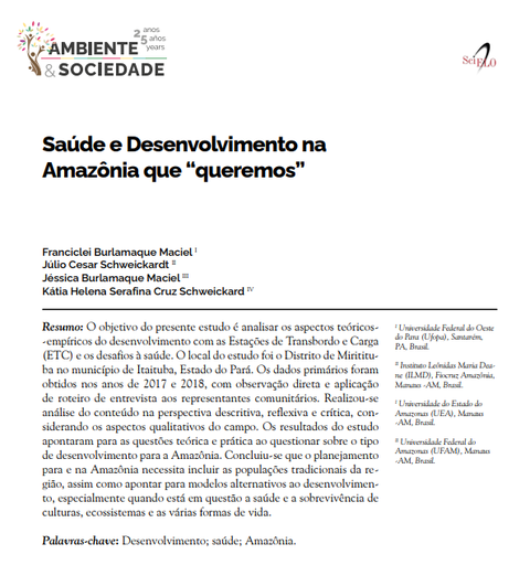 Saúde e Desenvolvimento na Amazônia que “queremos”