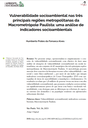 Vulnerabilidade socioambiental nas três principais regiões metropolitanas da Macrometrópole Paulista: uma análise de indicadores socioambientais