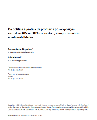 Da política à prática da profilaxia pós-exposição sexual ao HIV no SUS: sobre risco, comportamentos e vulnerabilidades